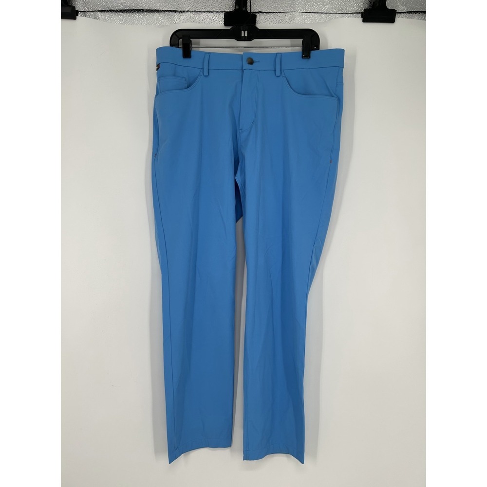 KJUS Iver Pants Mens 34x30 Blue Straight Leg Tailored Fit Golf Chino Flat Front